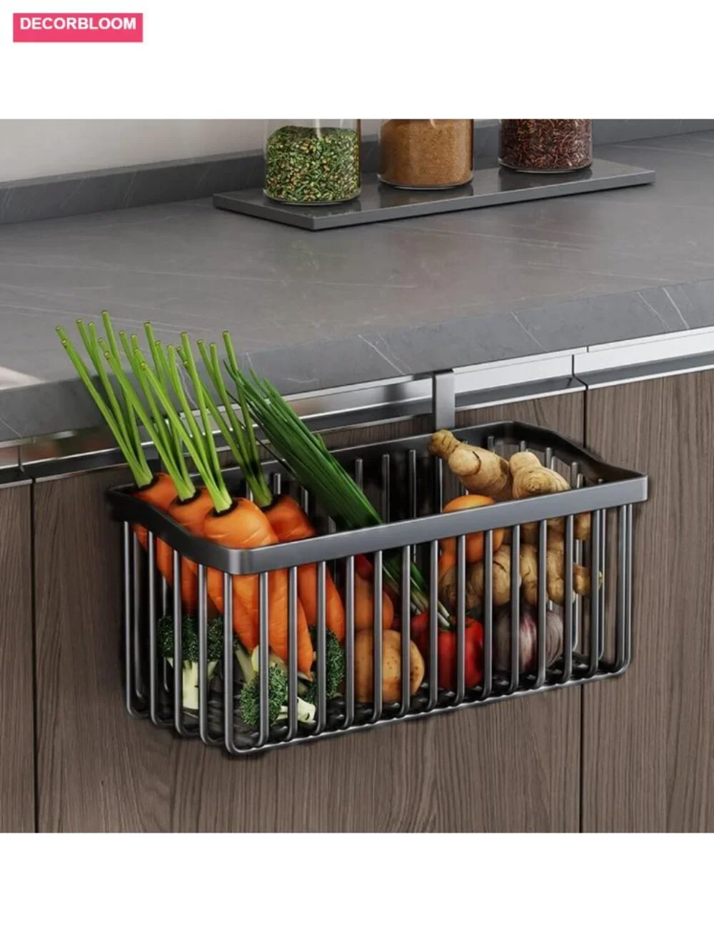 2 Pcs Wall Mounted Fruit Veggie Storage Basket - Carbon Steel